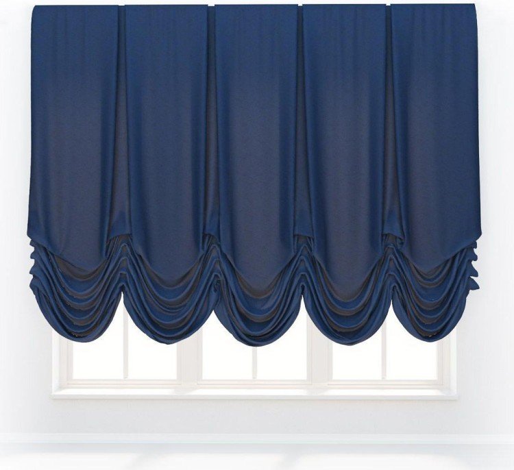 Австрийская штора «Кортин», ткань вельвет синий