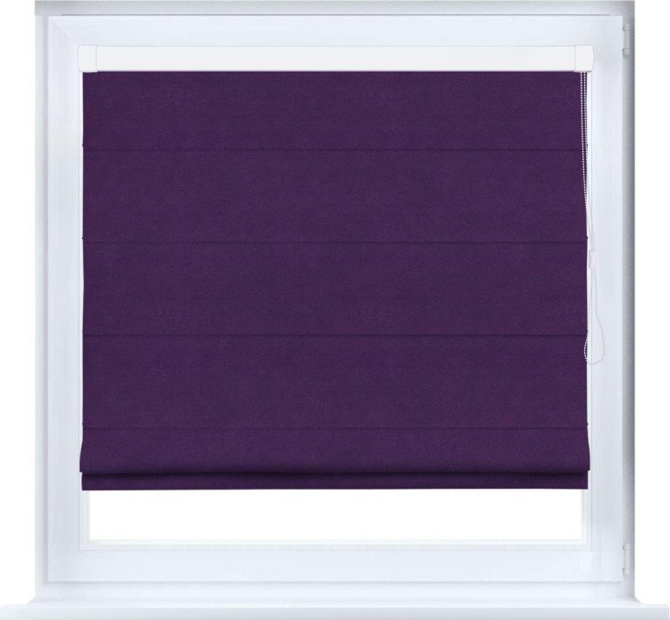 Римская штора «Кортин» кассетная, ткань вельвет тёмно-фиолетовый