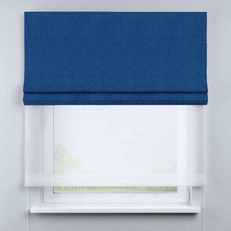 Римская штора «Кортин» день-ночь, ткань вельвет синий