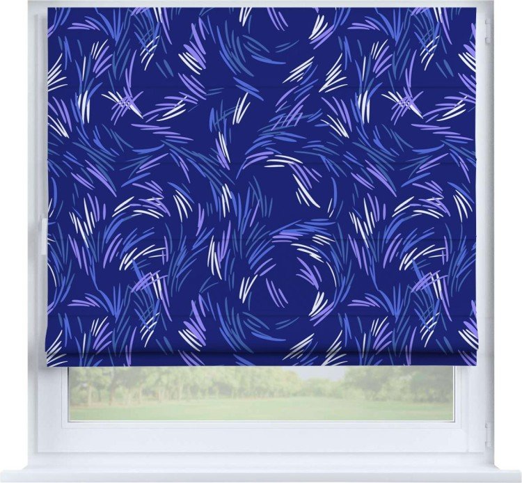 Римская штора «Кортин» на створку «Синяя абстракция»