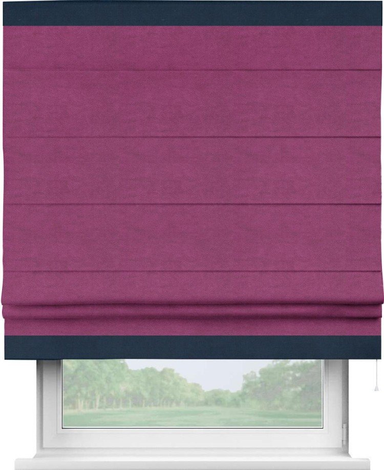 Римская штора «Кортин» с кантом Горизонт, для проема, ткань вельвет фиолетовый